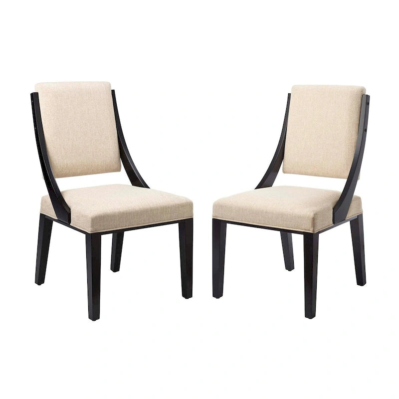 Fabric Upholstered Dining Chairs – Set of Two