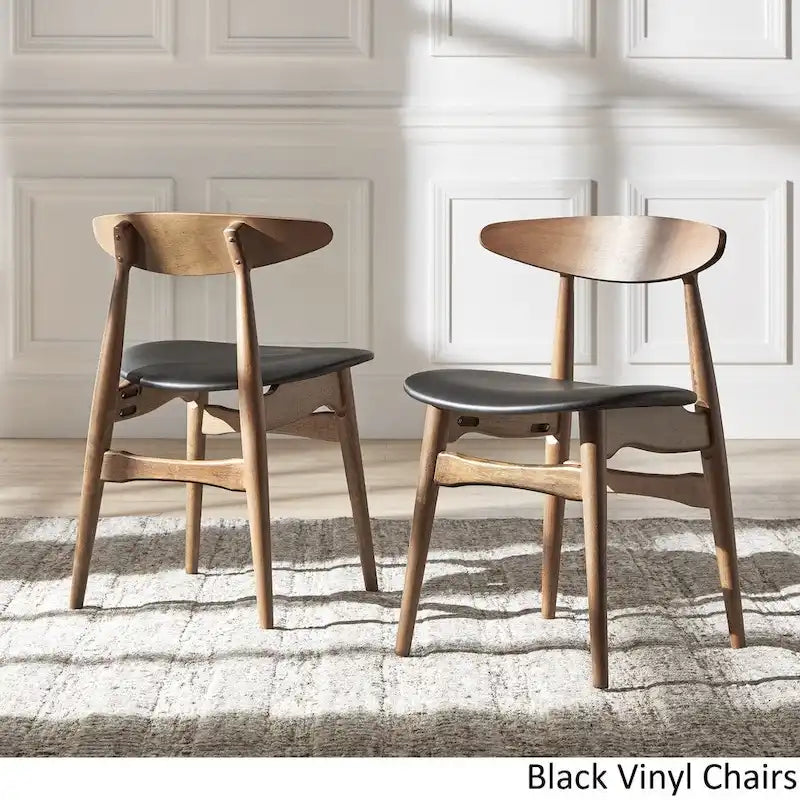 Ensemble table à manger ronde au fini noyer foncé — avec chaises de salle à manger à dossier incurvé