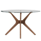 Ensemble table à manger ronde au fini noyer foncé — avec chaises de salle à manger à dossier incurvé