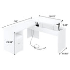 Bureau d'angle en L moderne style ferme avec plateau relevable, tiroirs pour dossiers et station de charge pour le bureau à domicile
