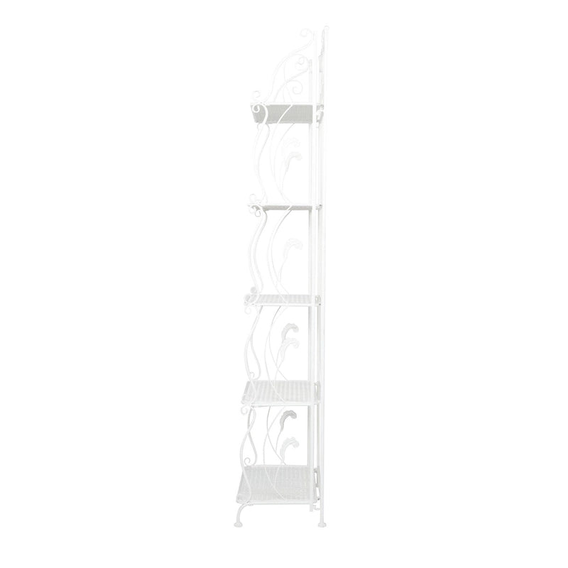 Étagère pliante métallique à 5 niveaux, grande, avec motif en spirale — Utilisation intérieure/extérieure (or ou blanc)