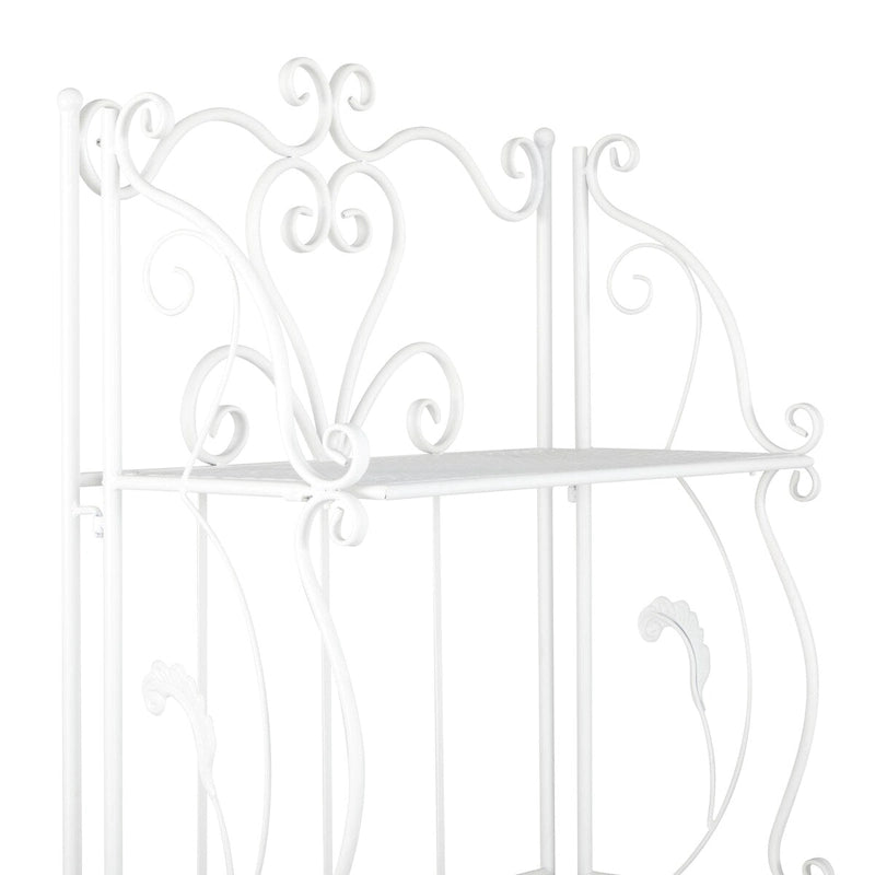 Étagère pliante métallique à 5 niveaux, grande, avec motif en spirale — Utilisation intérieure/extérieure (or ou blanc)