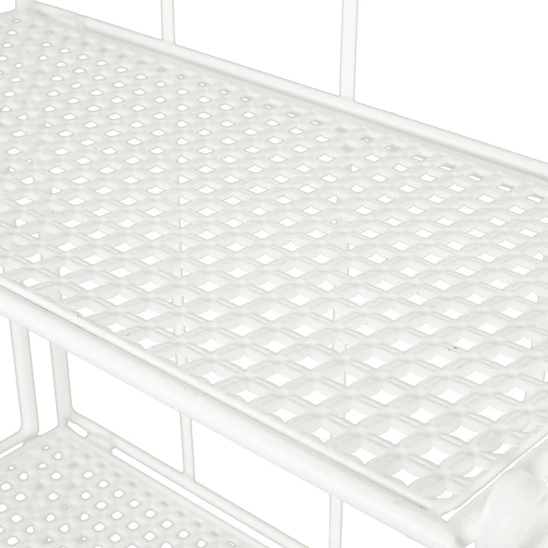 Étagère pliante métallique à 5 niveaux, grande, avec motif en spirale — Utilisation intérieure/extérieure (or ou blanc)