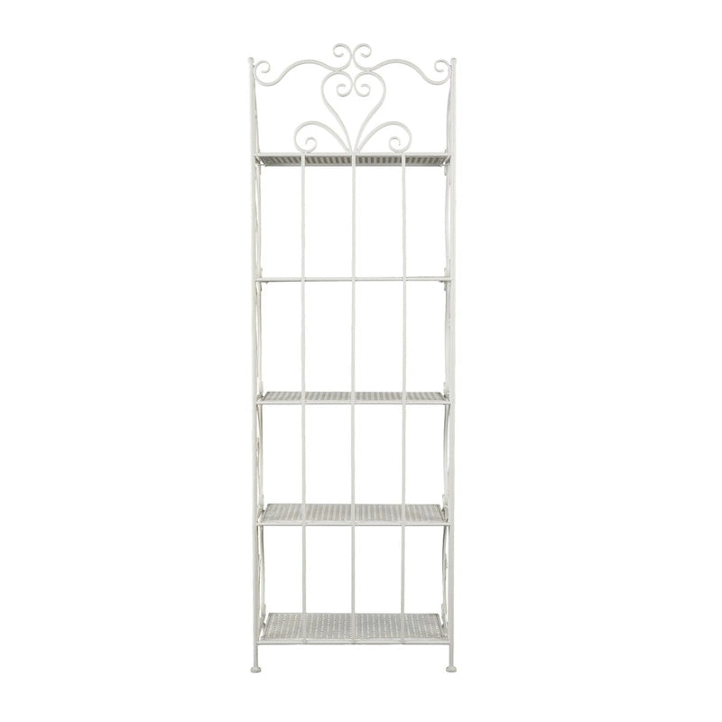 Étagère pliante métallique à 5 niveaux, grande, avec motif en spirale — Utilisation intérieure/extérieure (or ou blanc)