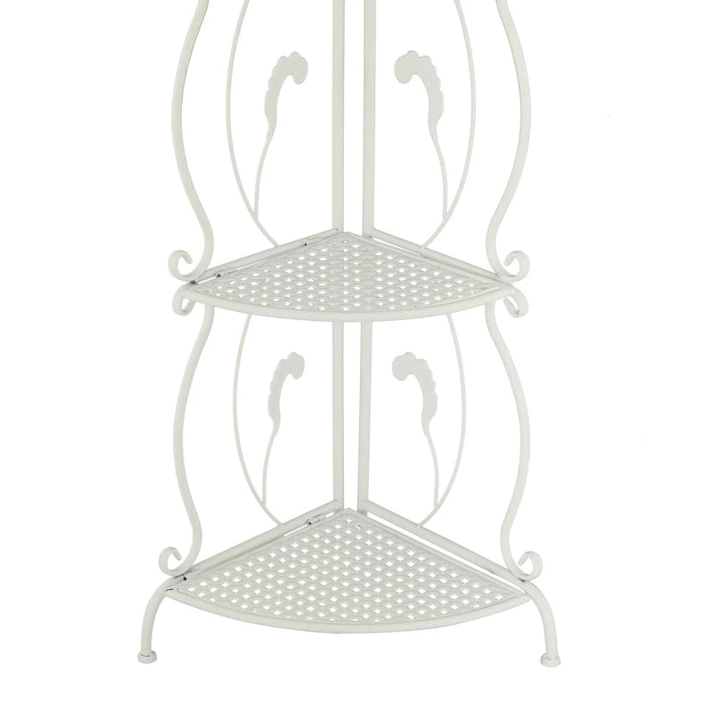 Étagère pliante métallique à 5 niveaux, grande, avec motif en spirale — Utilisation intérieure/extérieure (or ou blanc)
