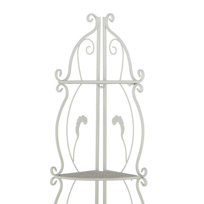 Étagère pliante métallique à 5 niveaux, grande, avec motif en spirale — Utilisation intérieure/extérieure (or ou blanc)